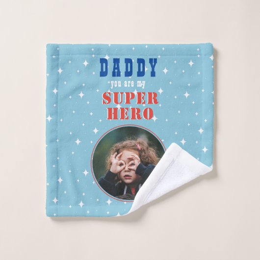 パパマイスーパーヒーローおもしろいフォトファーザーズ日 ウォッシュタオル (ウォッシュタオル)