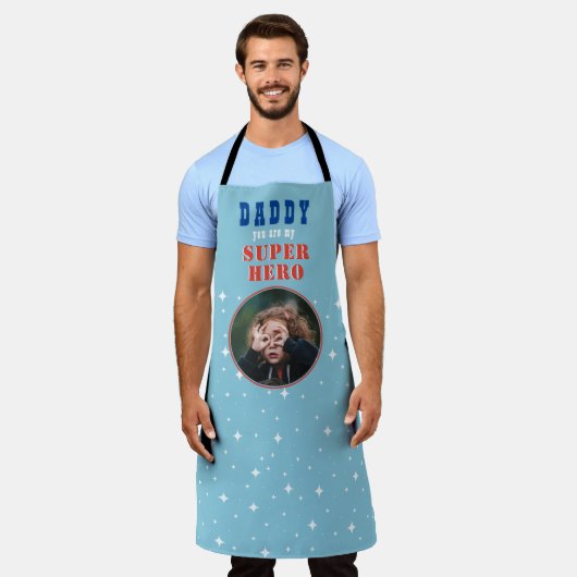 パパマイスーパーヒーローおもしろいフォトファーザーズ日 エプロン (着用した状態)