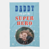 パパマイスーパーヒーローおもしろいフォトファーザーズ日 キッチンタオル (縦)