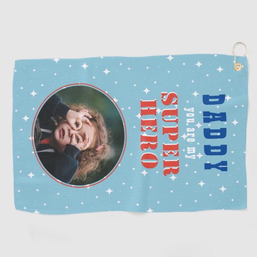 パパマイスーパーヒーローおもしろいフォトファーザーズ日 ゴルフタオル (横)