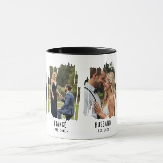 パパマイルストーンの写真と年カスタム文字ギフト マグカップ (中央)