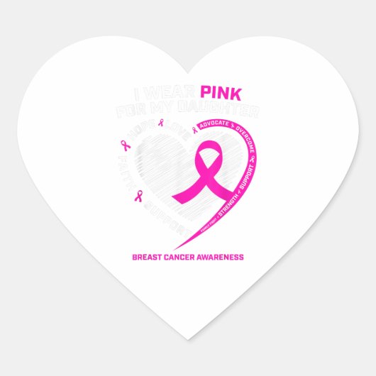 パパママI衣服ピンク私の娘の乳がん ハートシール (正面)