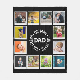 パパマン神話レジェンドフォトコラージシックブラック フリースブランケット