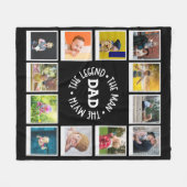 パパマン神話レジェンドフォトコラージシックブラック フリースブランケット (正面(横))