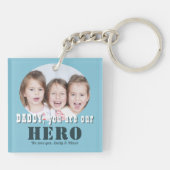 パパモダンお前はヒーロー写真父の日だ キーホルダー (裏面)