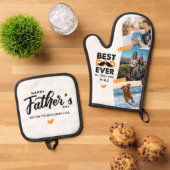 パパモダンファーザーズデイフォトコラージュ最高のパパEver 鍋つかみ&鍋敷きセット (トップダウン)