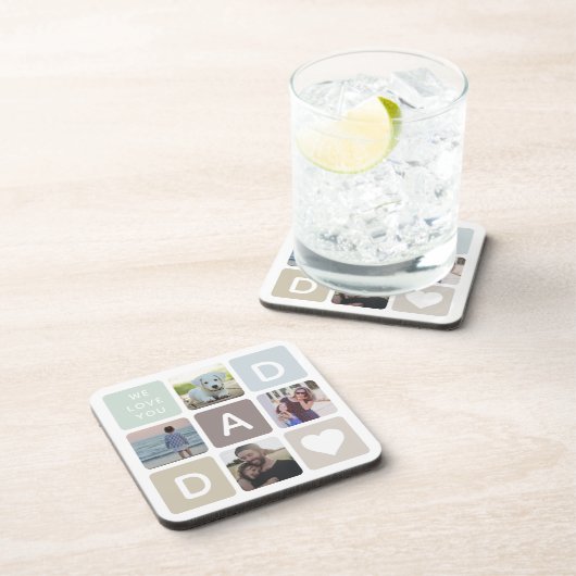 パパモダン写真コラージュ父の日かわいい家族 コースター (右側)