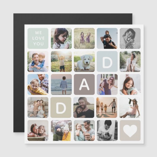 パパモダン写真コラージュ父の日の家族の愛 (正面/裏面)