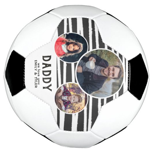 パパモダン愛ユーストライプ3写真お父さんの日 サッカーボール (回転)