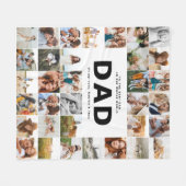 パパモダン数々のフォト父の日白黒 フリースブランケット (正面(横))