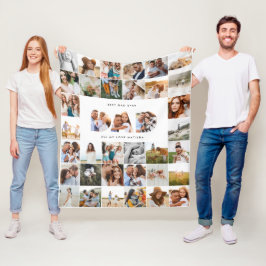 パパモダン数々のフォト父の日白黒 フリースブランケット