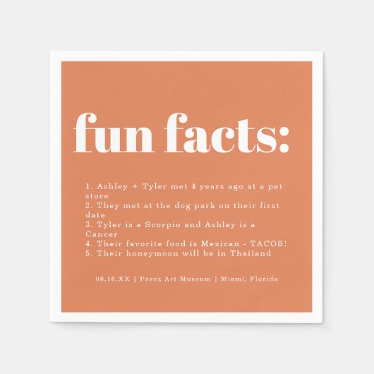 パパヤモダンカラー見本おもしろいファクト スタンダードカクテルナプキン (正面)