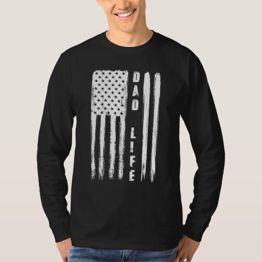 パパライフアメリカ国旗の愛国的な父米国の父親 Tシャツ (正面)