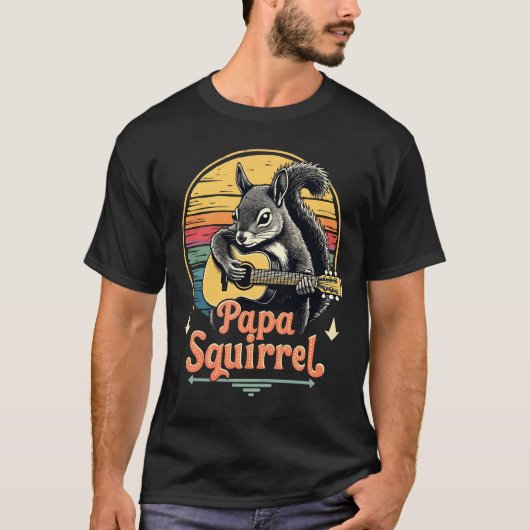 パパリスザル ギター演奏 - レトロ音楽デザイン Tシャツ (正面)