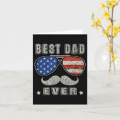 パパリーバーアメリカ国旗の父親の日7月4日 カード (黄色い花)