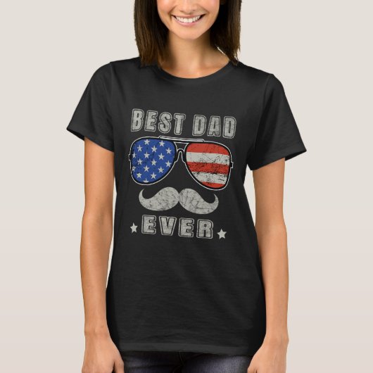 パパリーバーアメリカ国旗の父親の日7月4日 Tシャツ (正面)