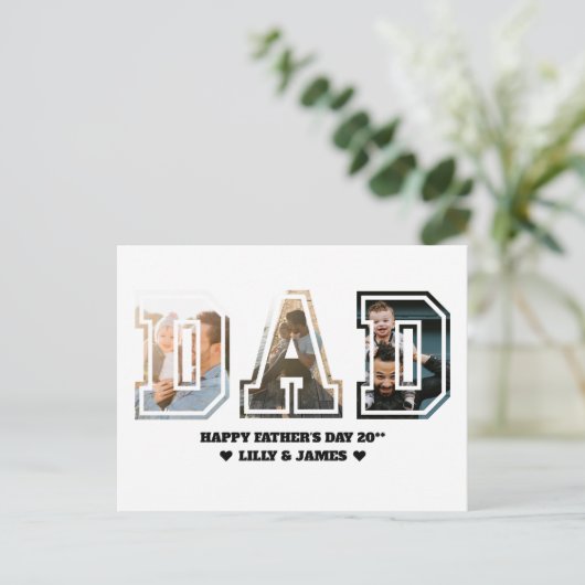 パパレター切り出しフォトコラージュ父の日 ポストカード (スタンド正面)