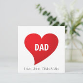 パパレッド大ハートカスタムメッセージ子供の名前カード (スタンド正面)