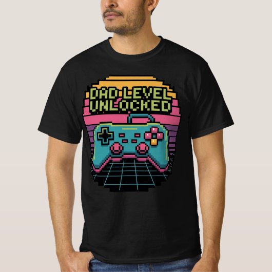 パパレベルのロック解除 – クラシック Pixel Gamer Edition Tシャツ (正面)