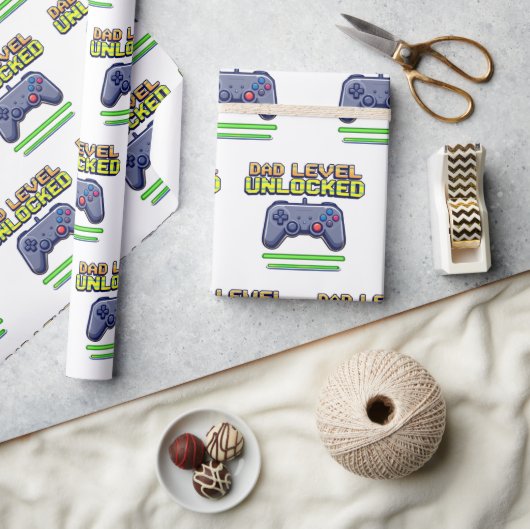 パパレベルのロック解除 | ゲーマーパパファースト・ファーザー・デイ ラッピングペーパー (クラフト)