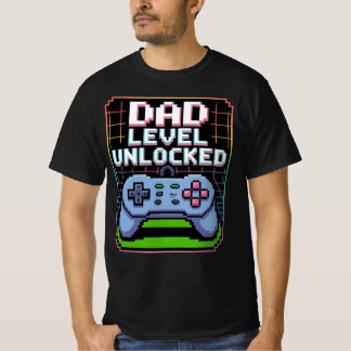 パパレベルのロック解除 – ネオン電源アップピクセルT型 Tシャツ