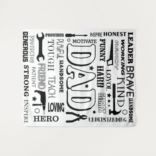 パパワードアート,パパギフト,おもしろい引用文パパ タペストリー (正面(横))