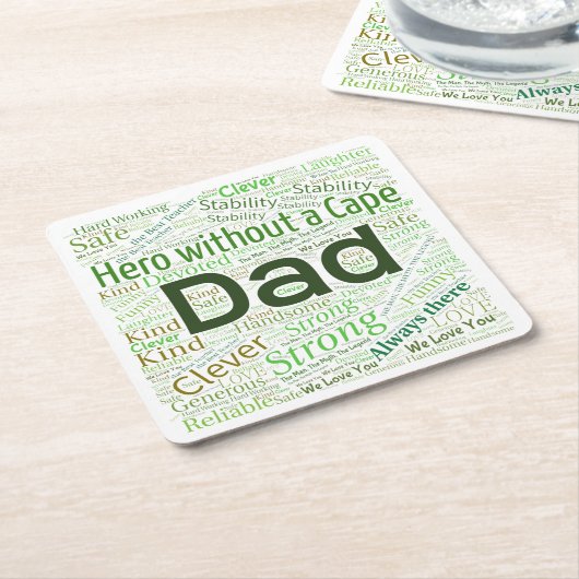 パパワードクラウドデザイン紙コースター スクエアペーパーコースター (アングル)