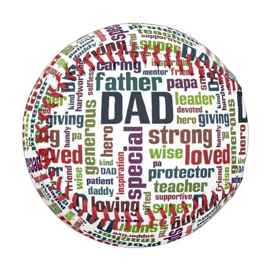 パパワードクラウド文字ファザーズデイタイポグラフィ 野球ボール (正面左)