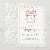 パパーソナライズされたステルエレガントモノグラムホリデーカード 招待状 (正面/裏面)