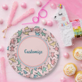 パパーソナライズされたステル葉ピンク ペーパープレート (パーティー)