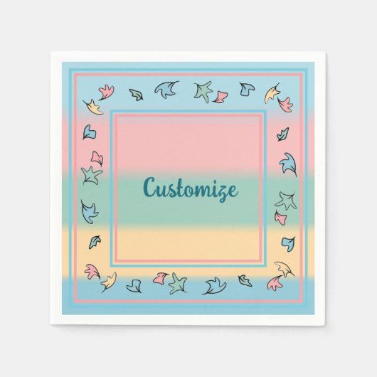 パパーソナライズされたステル離れカラフル スタンダードカクテルナプキン (正面)