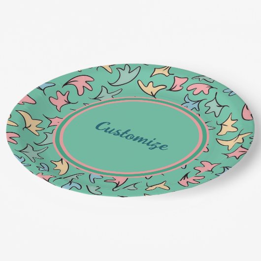 パパーソナライズされたステル離れグリーン ペーパープレート (アングル)