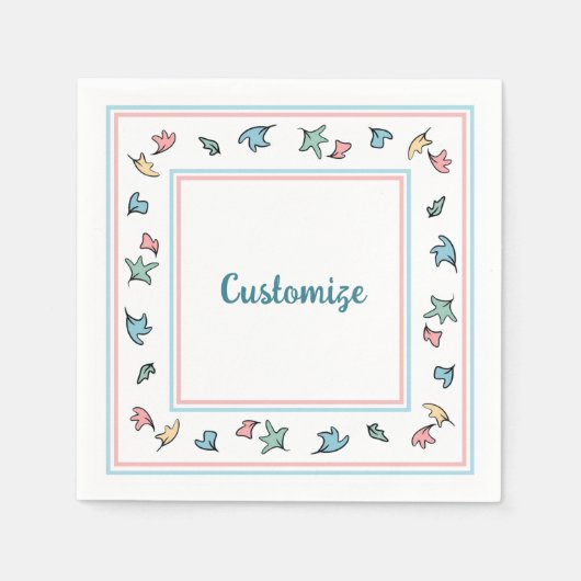 パパーソナライズされたステル離れシホワイト スタンダードカクテルナプキン (正面)