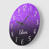 パパーソナライズされたープガーリールグリッターブラックグラデーション ラージ壁時計 (傾斜)
