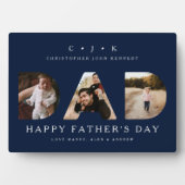 パパ写真ネイビー父の日モノグラパーソナライズされたム フォトプラーク (正面)