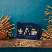 パパ写真ネイビー父の日モノグラパーソナライズされたム フォトプラーク (側面)