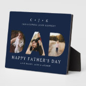 パパ写真ネイビー父の日モノグラパーソナライズされたム フォトプラーク (側面)
