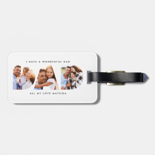 パパ写真モダンタイポグラフィの子どもの贈り物 ラゲッジタグ (裏面横)