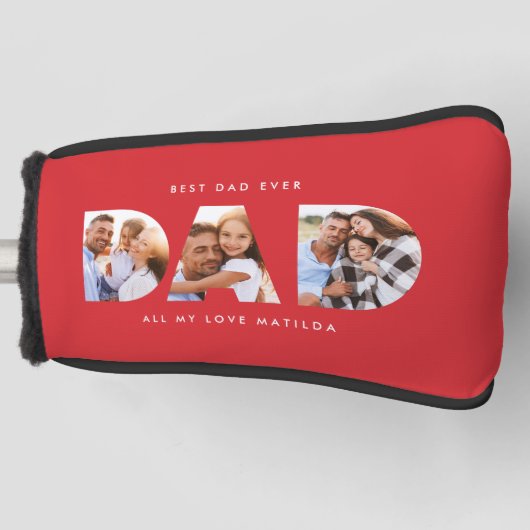 パパ写真モダンタイポグラフィ ゴルフヘッドカバー (正面)