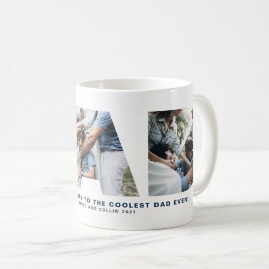 パパ切り出しフォトコラージハッピーファーザーズデイマグ コーヒーマグカップ (正面右)