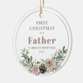 パパ初のクリスマス 名前と年 セラミックオーナメント (左)