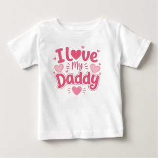 パパ大好きハートピンクタイポグラフィーベビーTシャツ ベビーTシャツ