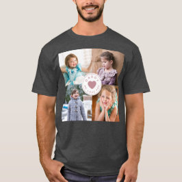パパ大好きピンクハートキッズ4枚フォトコラージュ Tシャツ