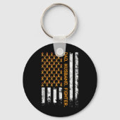 パパ夫ファイターリボンUSAフラグ白血病認識 キーホルダー (正面)