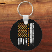 パパ夫ファイターリボンUSAフラグ白血病認識 キーホルダー (正面)