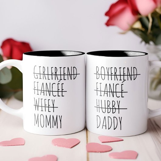 パパ妊娠の彼氏が明らかにパーソナライズされた モーフィングマグカップ