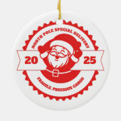 パパ妊娠の発表クリスマス セラミックオーナメント (裏面)