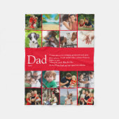 パパ定義ことわざ16フォトコラージュ赤小 フリースブランケット (正面)