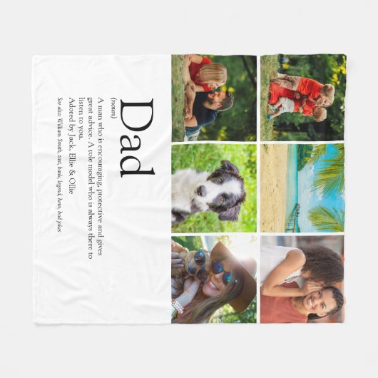 パパ定義6フォトおもしろい父の日 フリースブランケット (正面(横))