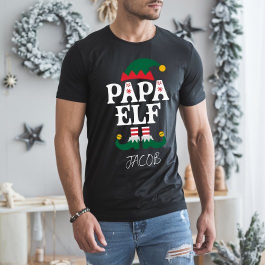 パパ小妖精や小人おもしろいファミリークリスマスマッチング Tシャツ